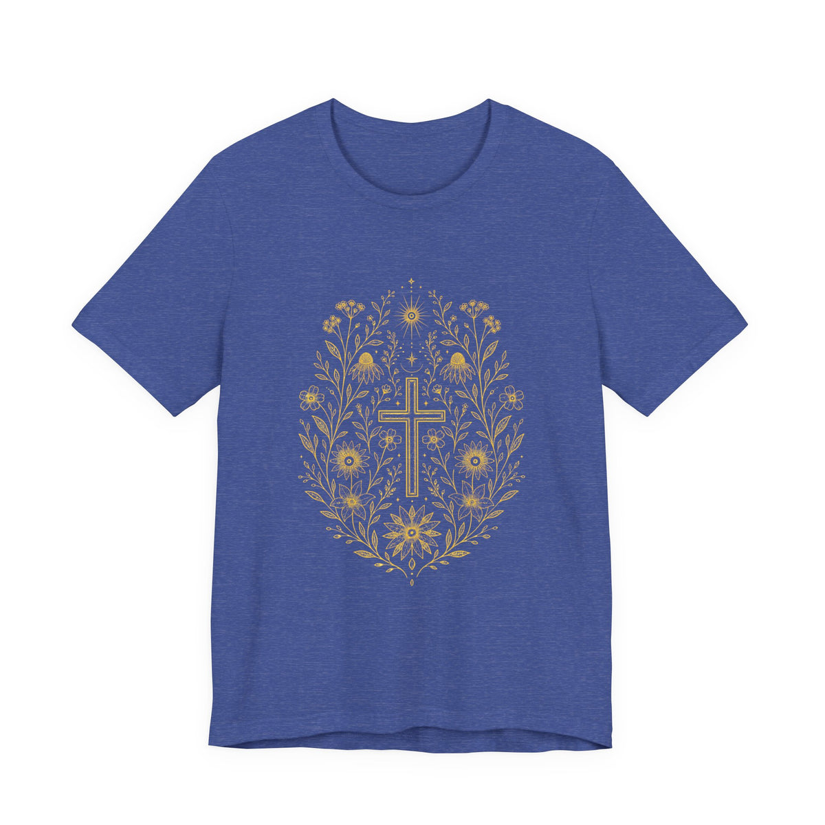 flowers and cross Unisex Jersey Short Sleeve Tee