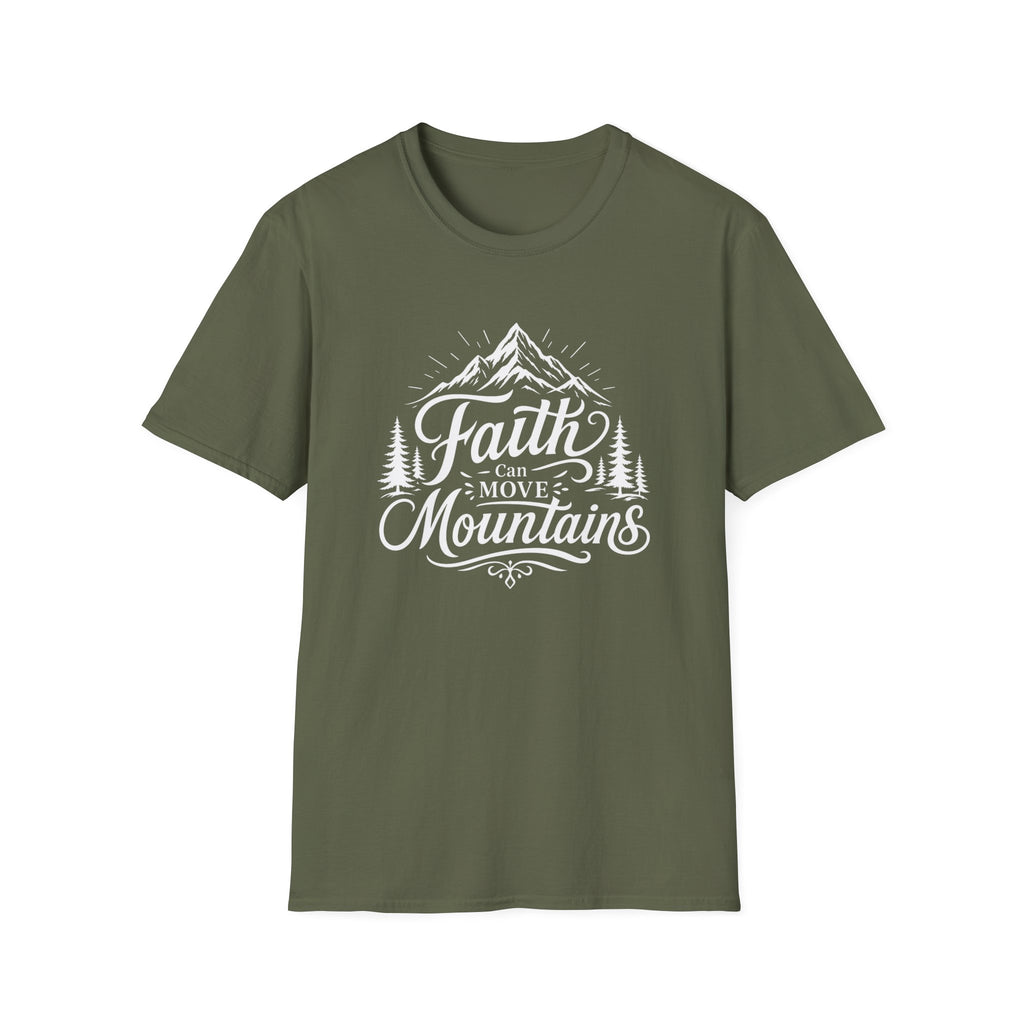 Faith Can Move Mountains T-Shirt | Mountain Script Typography