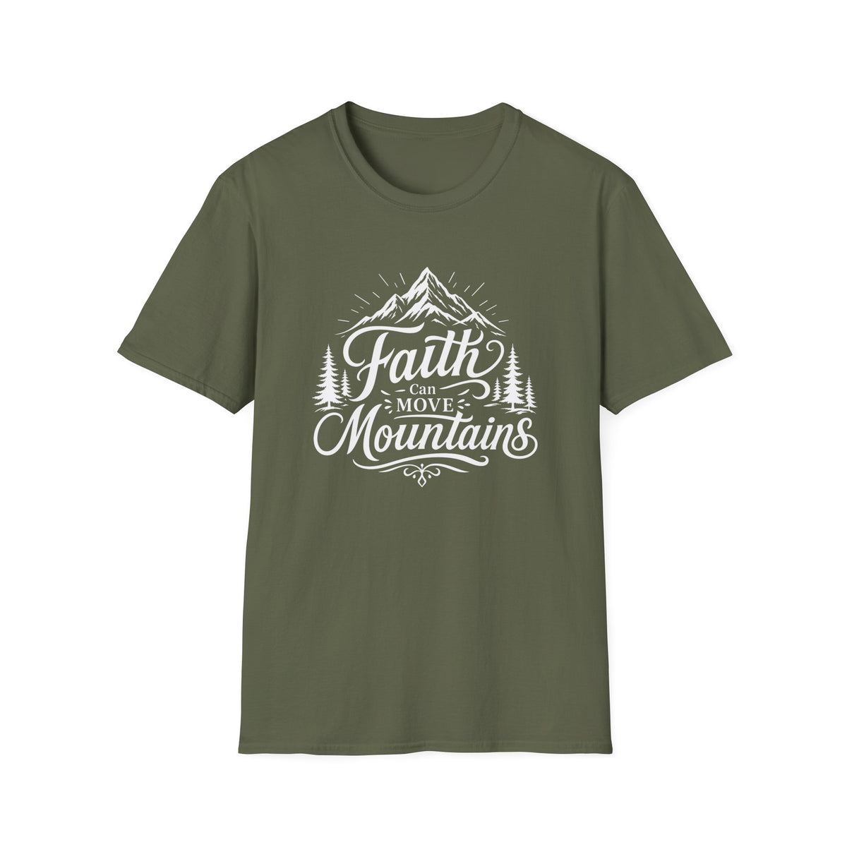 Faith Can Move Mountains T-Shirt | Mountain Script Typography