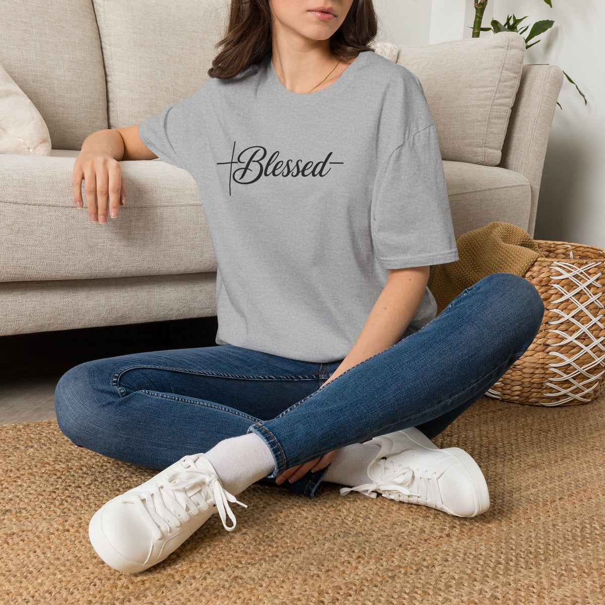 Blessed Script Cross T-Shirt | Faith Christian Tee