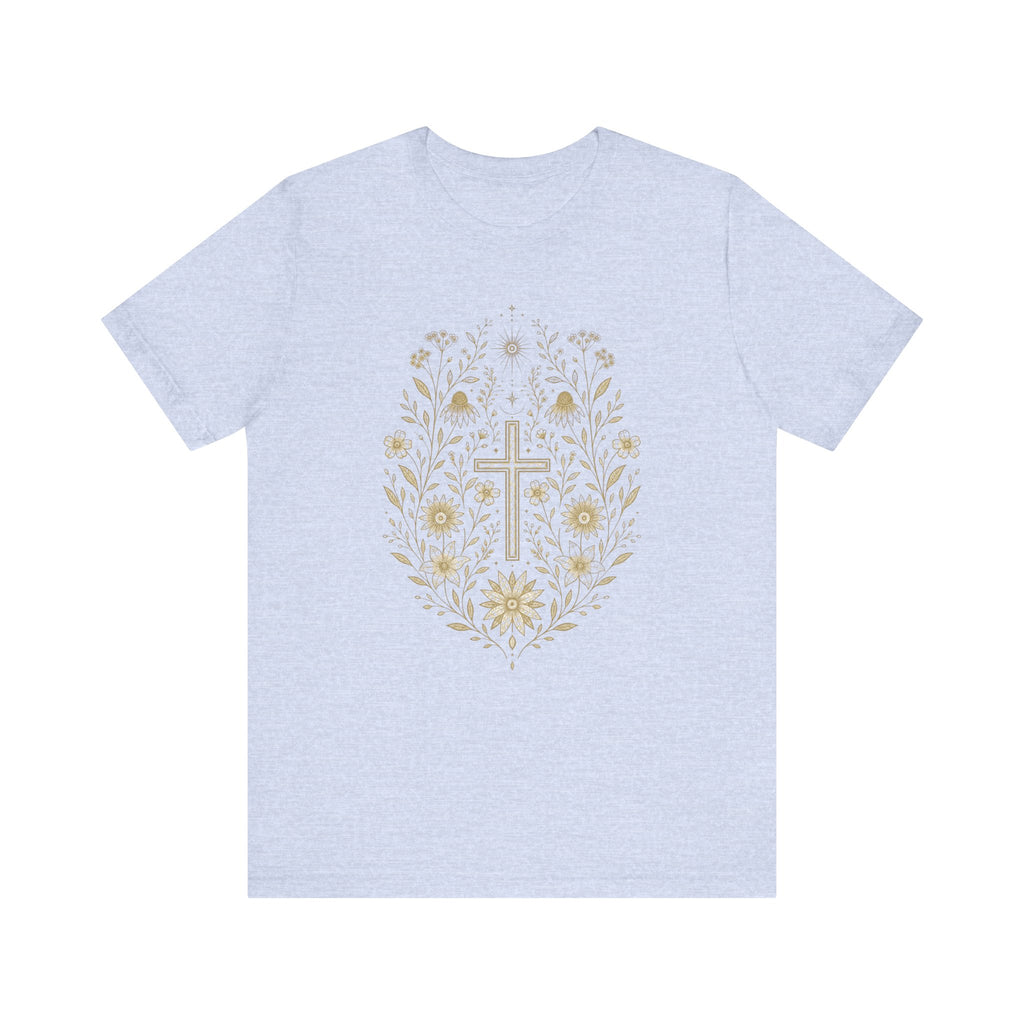 Floral Cross Tee | Christian Faith T-Shirt, Botanical Religious Design