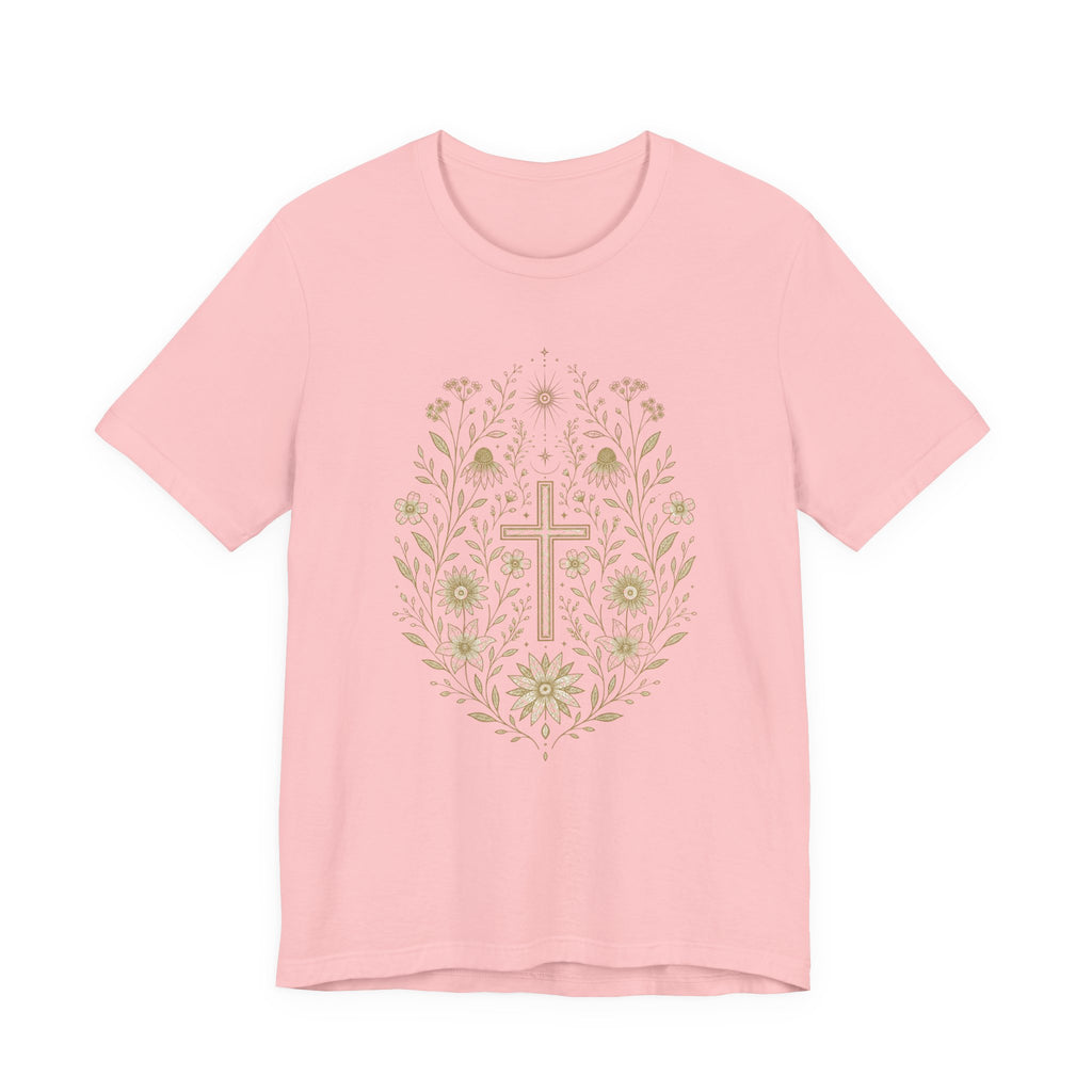 Floral Cross Tee | Christian Faith T-Shirt, Botanical Religious Design