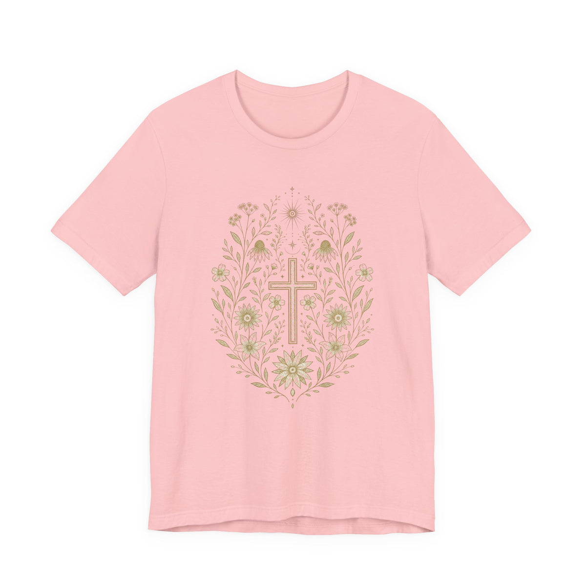 Floral Cross Tee | Christian Faith T-Shirt, Botanical Religious Design