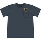 Pocket Tee with Shield Cross Patch — Christian Casual Pocket T-Shirt