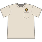Pocket Tee with Shield Cross Patch — Christian Casual Pocket T-Shirt