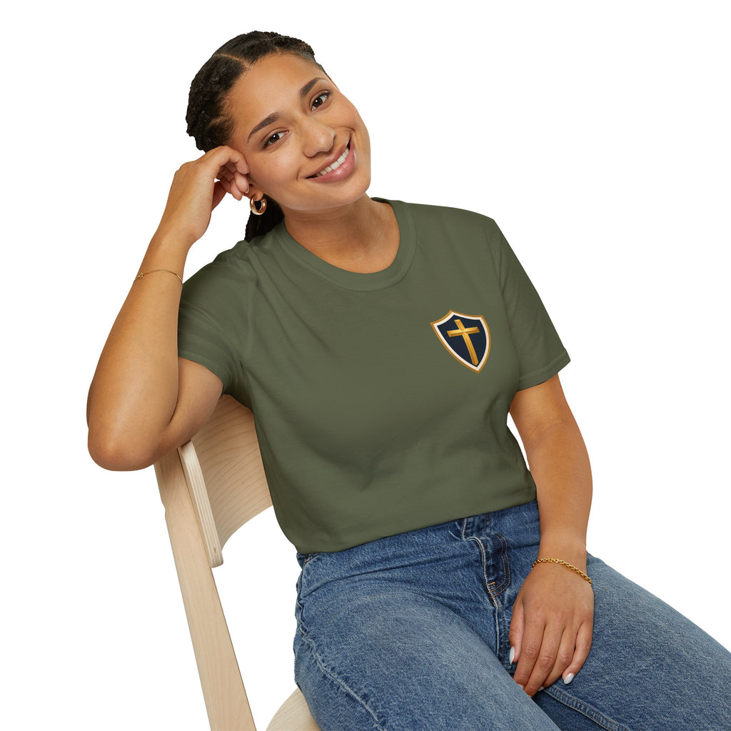 Christian Shield Cross T-Shirt — Faith Emblem Tee for Men & Women