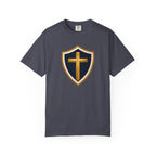 Cross and Shield Faith T‑Shirt – Gold Cross Emblem Tee