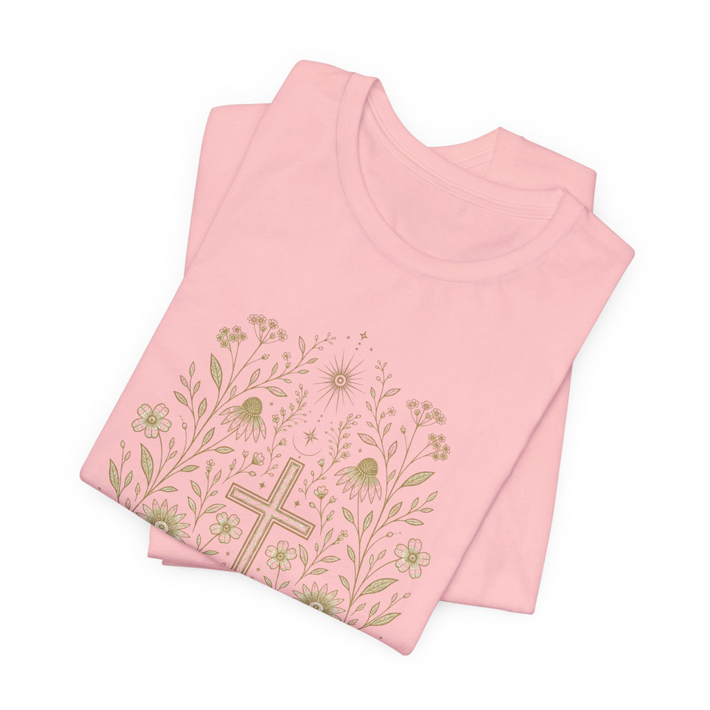 Floral Cross Tee | Christian Faith T-Shirt, Botanical Religious Design