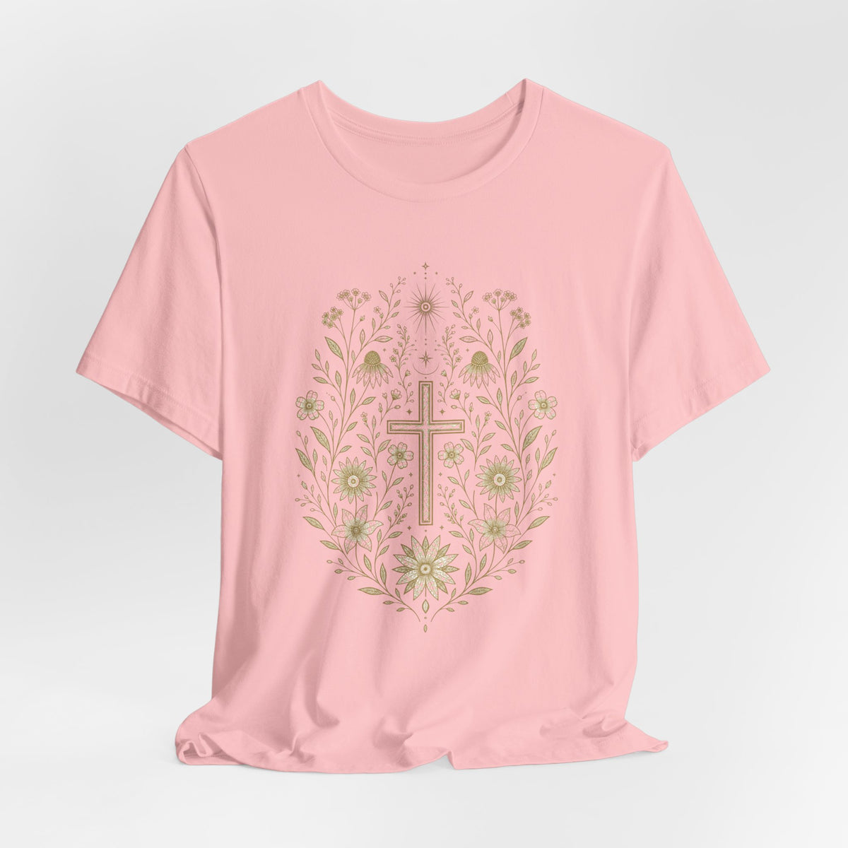 Floral Cross Tee | Christian Faith T-Shirt, Botanical Religious Design