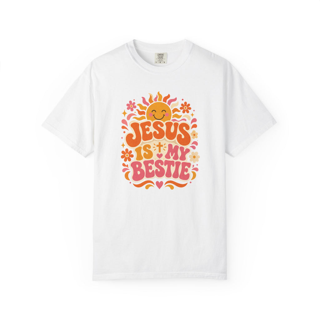 Jesus Is My Bestie T-Shirt | Retro Sunflower Christian Faith Tee