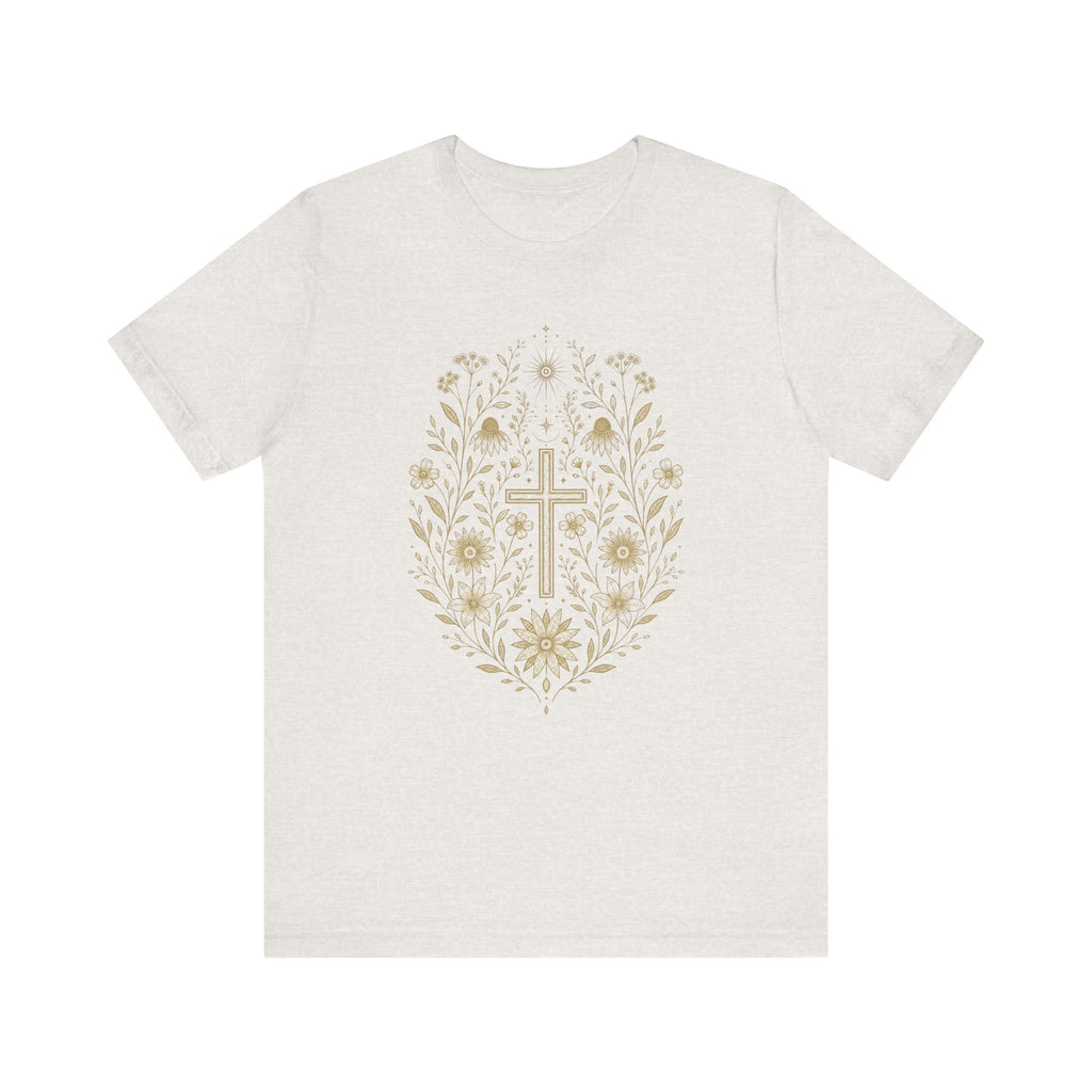 Floral Cross Tee | Christian Faith T-Shirt, Botanical Religious Design