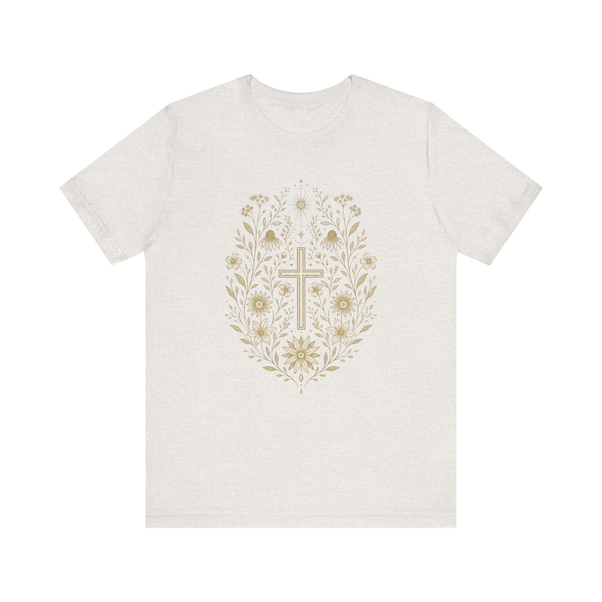 Floral Cross Tee | Christian Faith T-Shirt, Botanical Religious Design