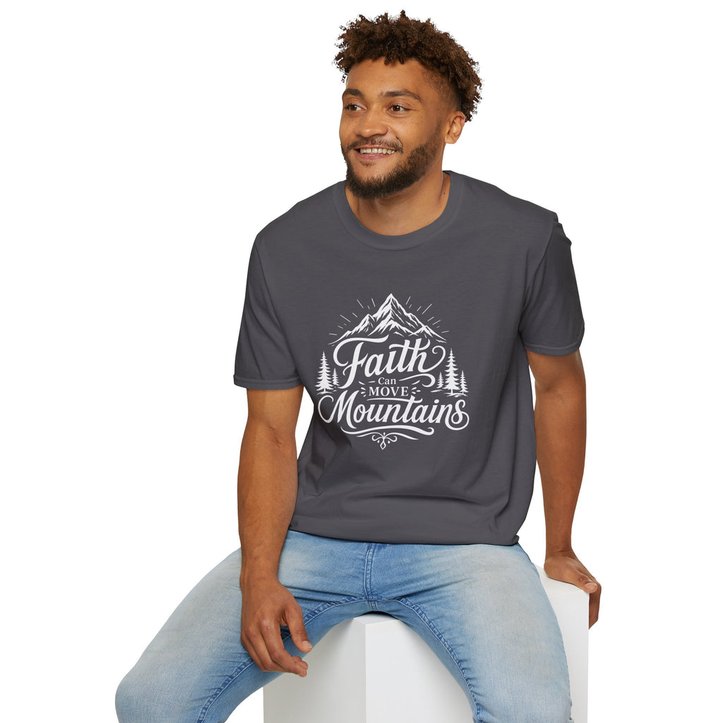 Faith Can Move Mountains T-Shirt | Mountain Script Typography