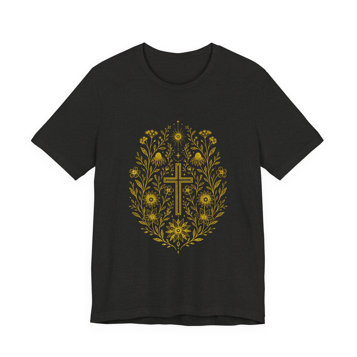 flowers and cross Unisex Jersey Short Sleeve Tee