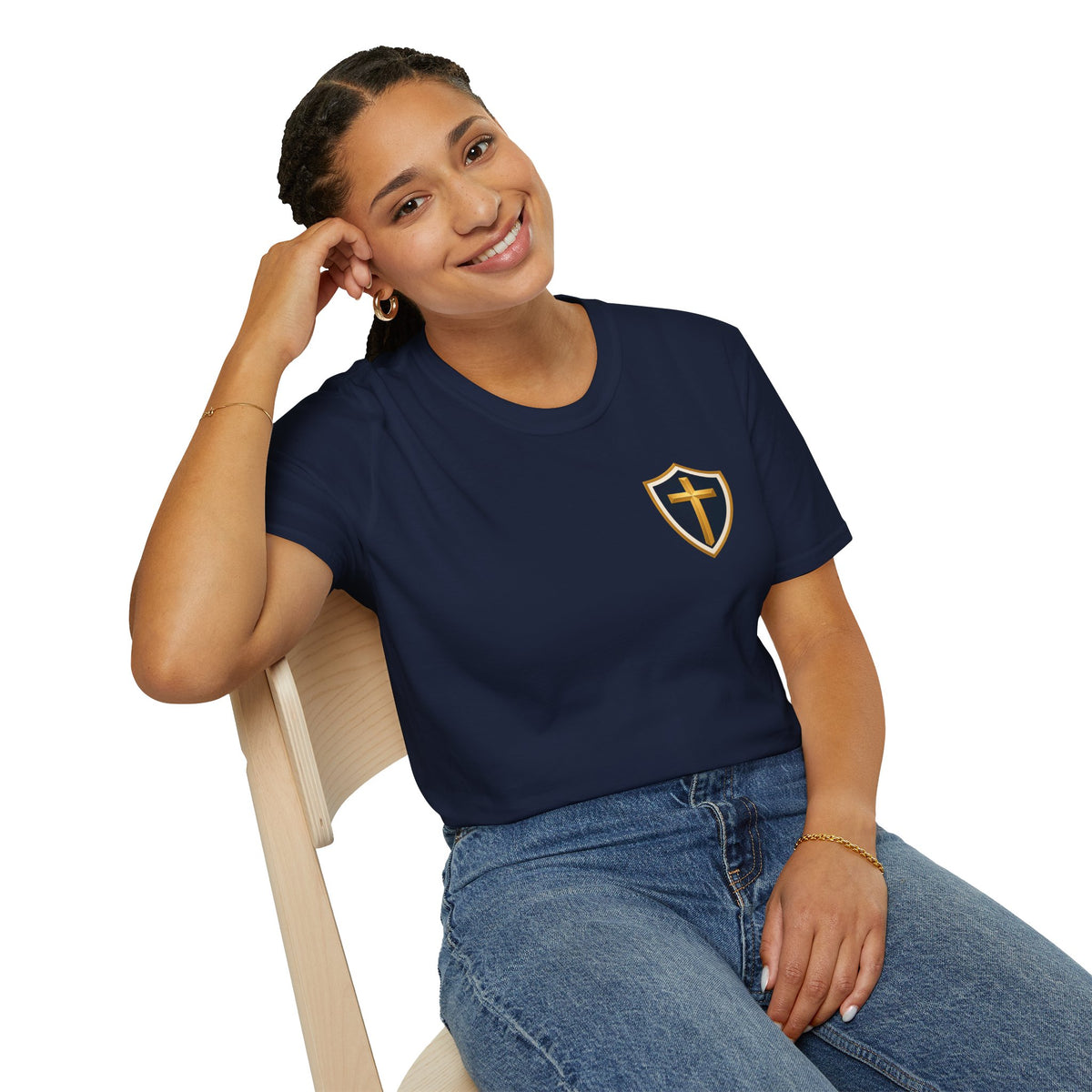 Christian Shield Cross T-Shirt — Faith Emblem Tee for Men & Women