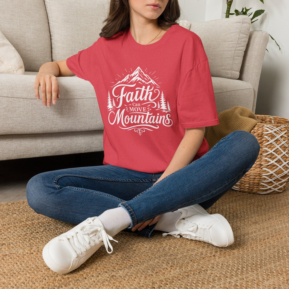Faith Can Move Mountains T-Shirt | Mountain Script Typography