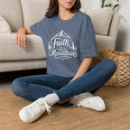 Faith Can Move Mountains T-Shirt | Mountain Script Typography
