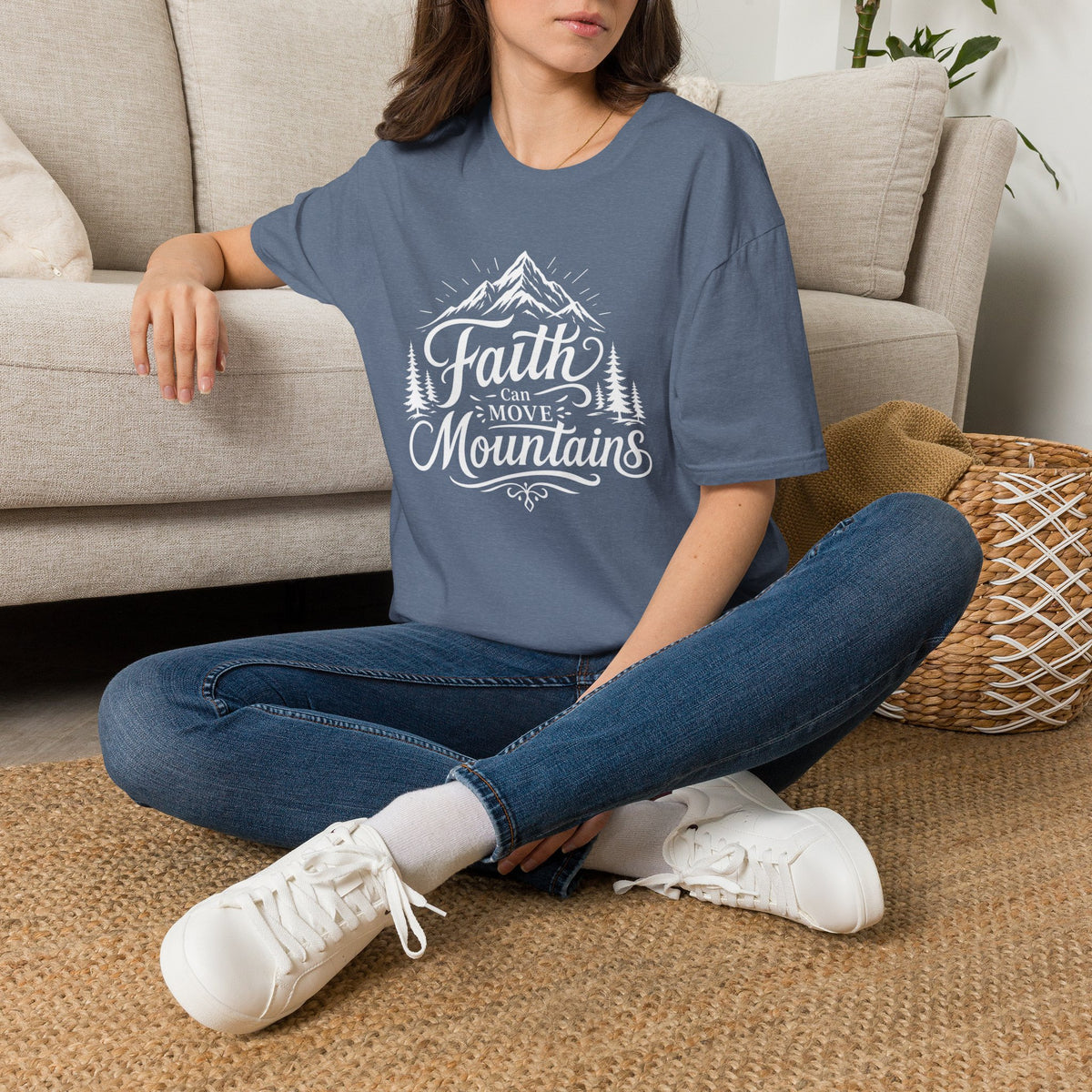 Faith Can Move Mountains T-Shirt | Mountain Script Typography