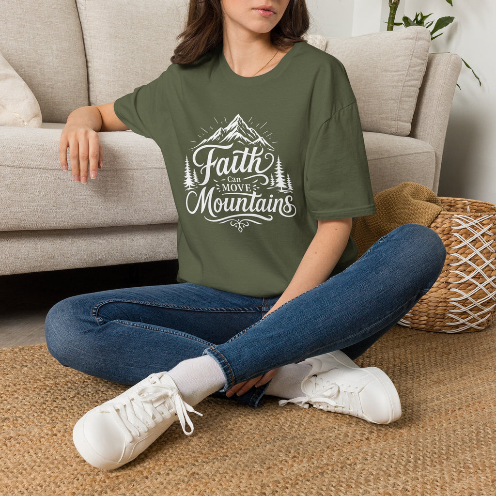 Faith Can Move Mountains T-Shirt | Mountain Script Typography