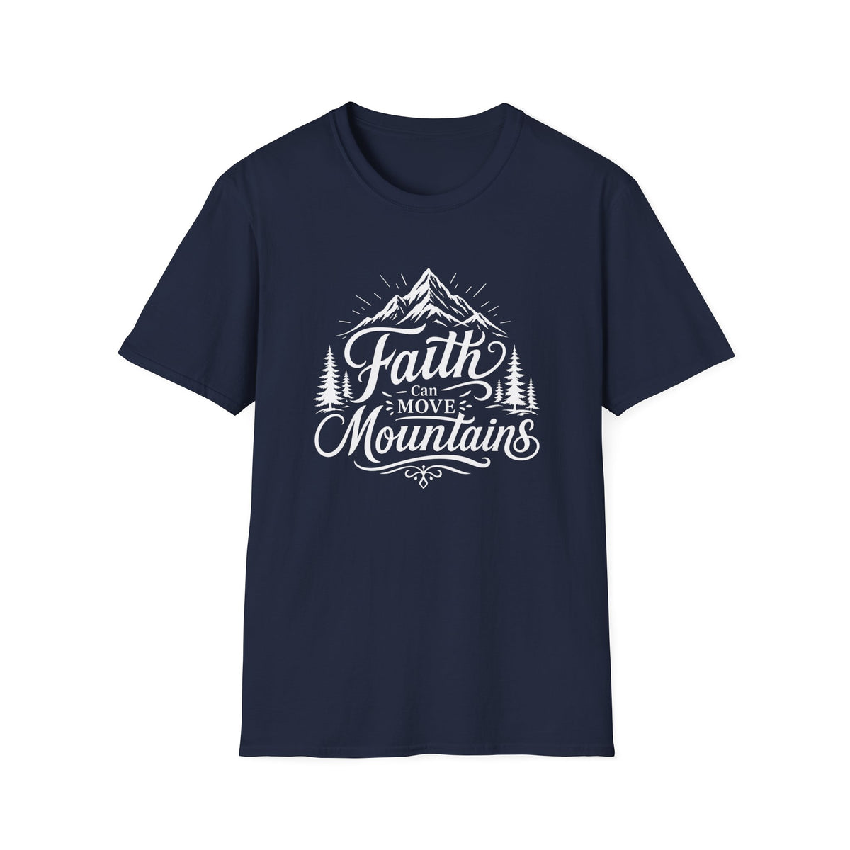 Faith Can Move Mountains T-Shirt | Mountain Script Typography