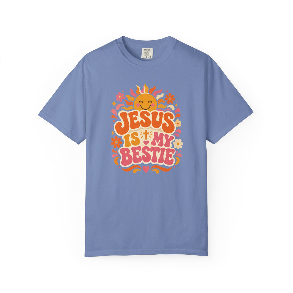 Jesus Is My Bestie T-Shirt | Retro Sunflower Christian Faith Tee