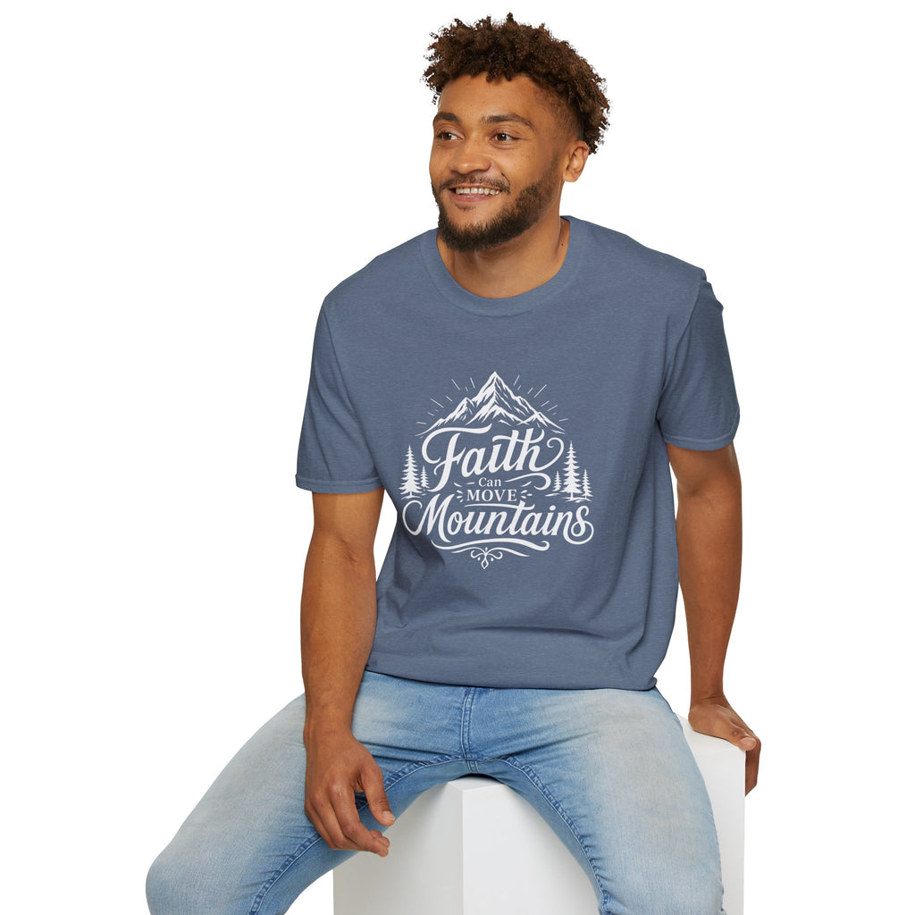 Faith Can Move Mountains T-Shirt | Mountain Script Typography