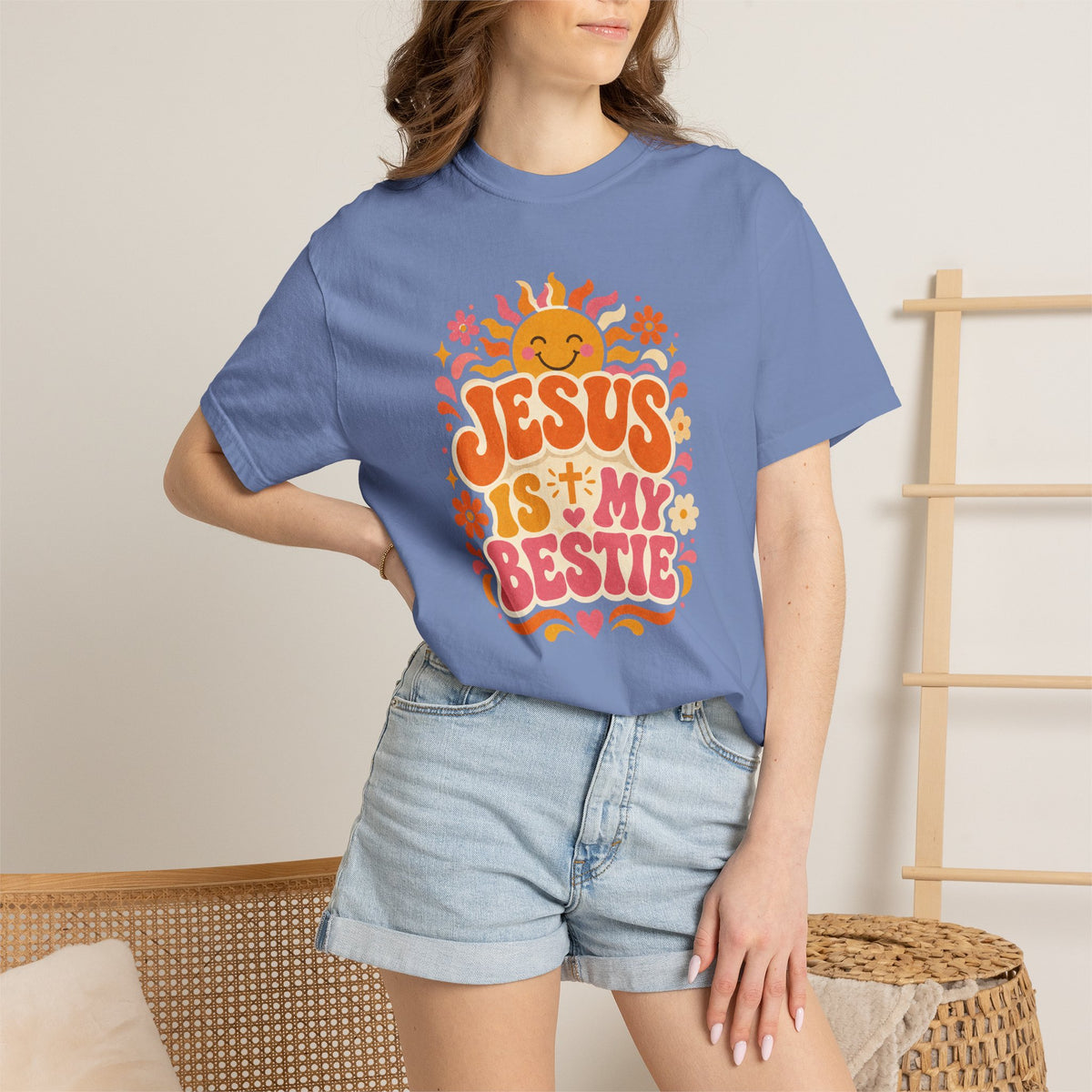 Jesus Is My Bestie T-Shirt | Retro Sunflower Christian Faith Tee