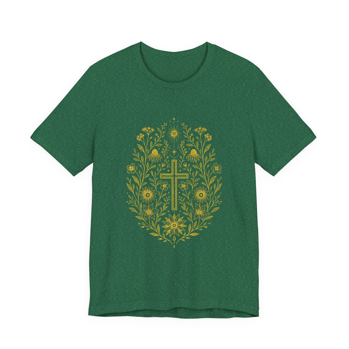 flowers and cross Unisex Jersey Short Sleeve Tee