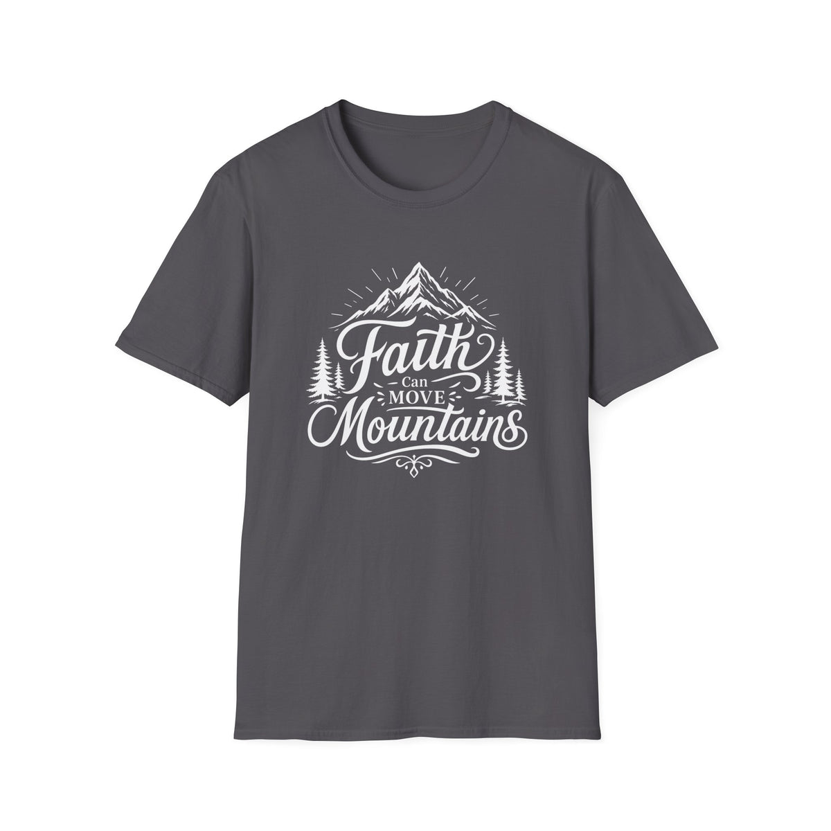Faith Can Move Mountains T-Shirt | Mountain Script Typography