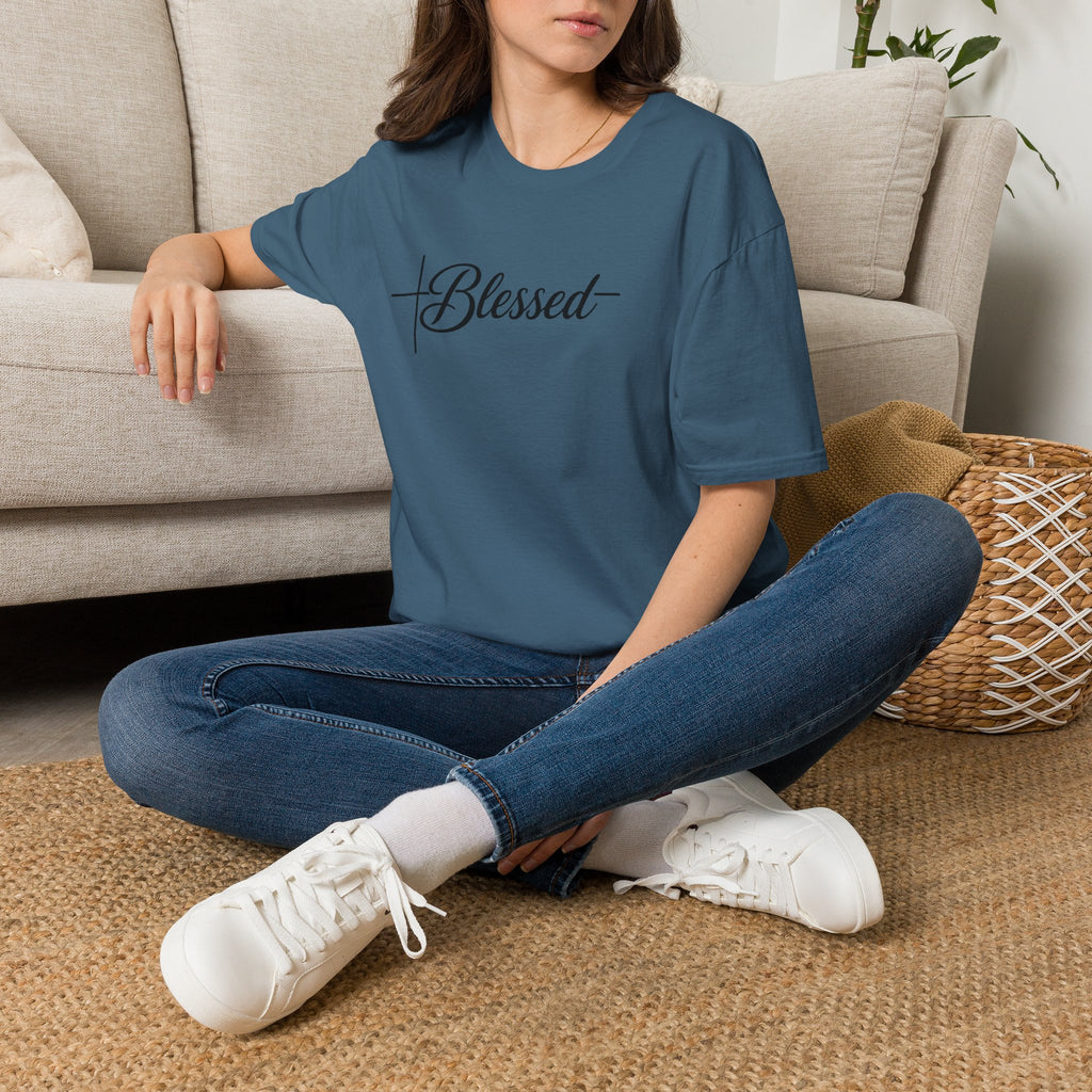 Blessed Script Cross T-Shirt | Faith Christian Tee