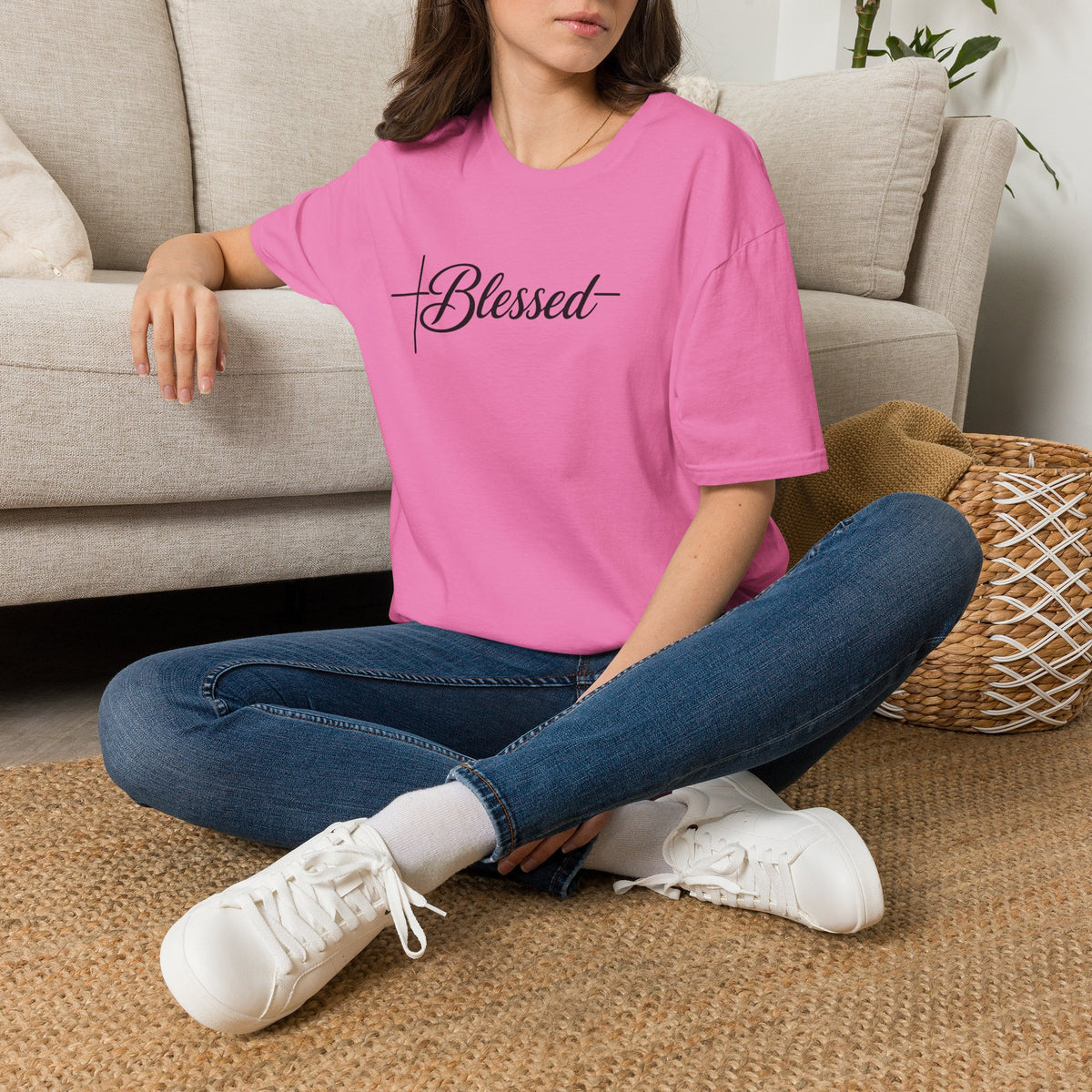 Blessed Script Cross T-Shirt | Faith Christian Tee