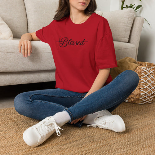Blessed Script Cross T-Shirt | Faith Christian Tee