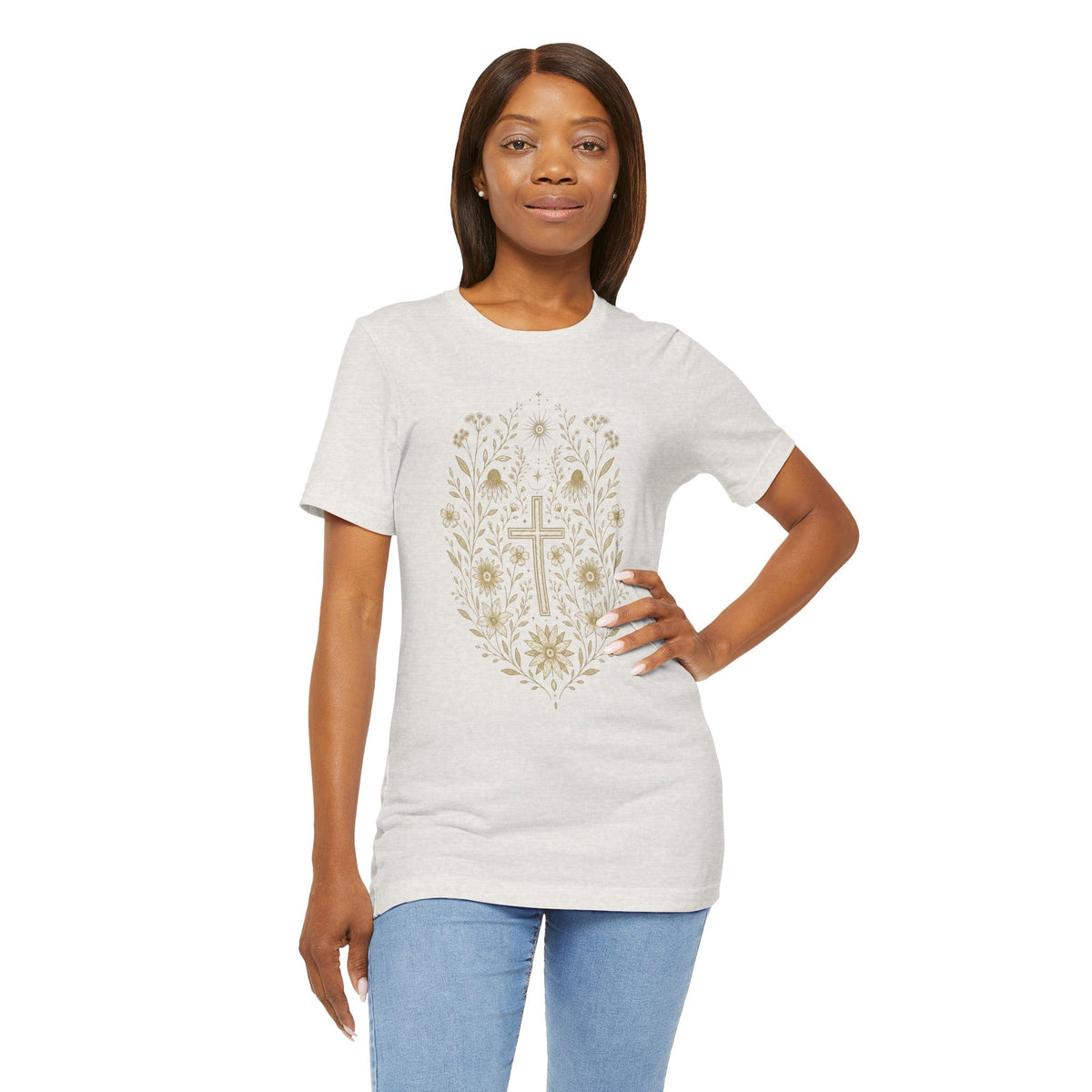 Floral Cross Tee | Christian Faith T-Shirt, Botanical Religious Design