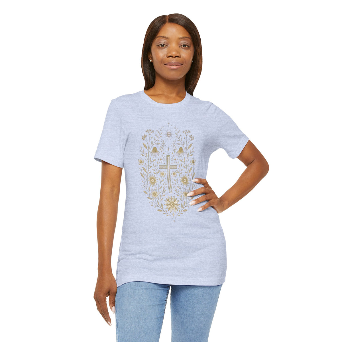 Floral Cross Tee | Christian Faith T-Shirt, Botanical Religious Design