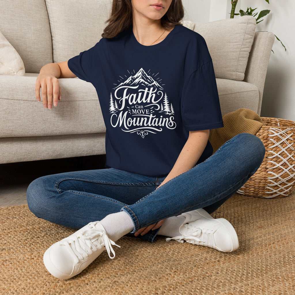 Faith Can Move Mountains T-Shirt | Mountain Script Typography