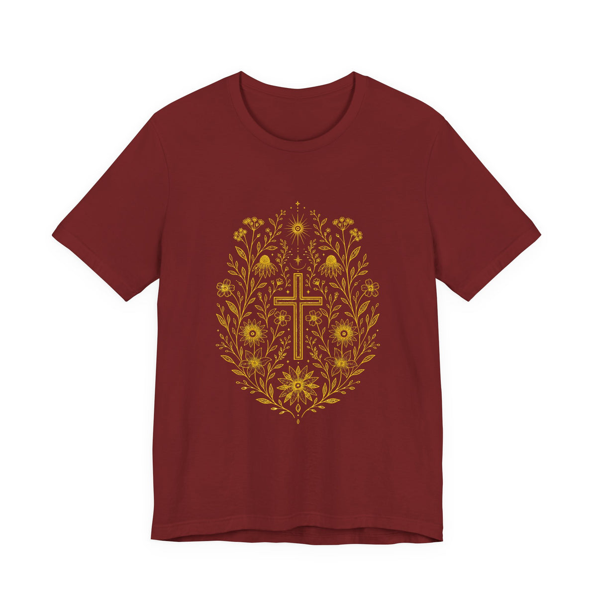 flowers and cross Unisex Jersey Short Sleeve Tee