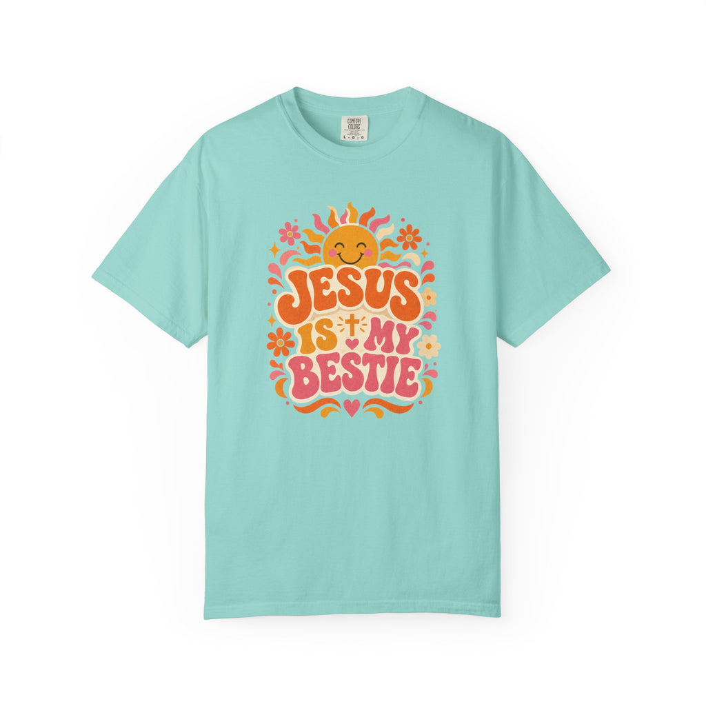Jesus Is My Bestie T-Shirt | Retro Sunflower Christian Faith Tee