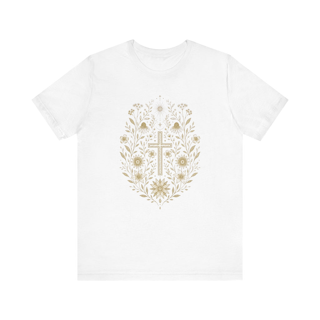 Floral Cross Tee | Christian Faith T-Shirt, Botanical Religious Design