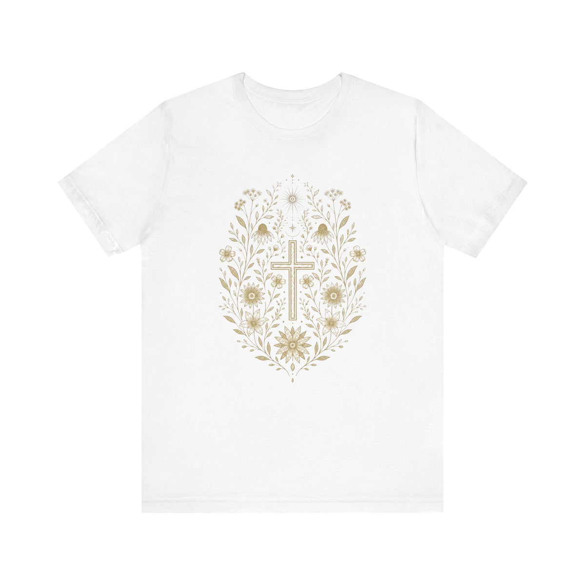 Floral Cross Tee | Christian Faith T-Shirt, Botanical Religious Design