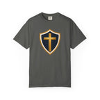 Cross and Shield Faith T‑Shirt – Gold Cross Emblem Tee