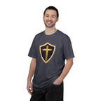 Cross and Shield Faith T‑Shirt – Gold Cross Emblem Tee