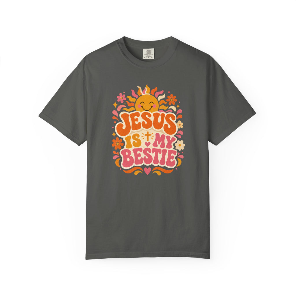 Jesus Is My Bestie T-Shirt | Retro Sunflower Christian Faith Tee