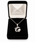 Sterling Silver Dolphin & White Pearl Pendant Necklace | 18" Chain