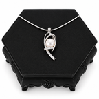 Sterling Silver White Pearl Swirl Pendant Necklace | 16" Chain