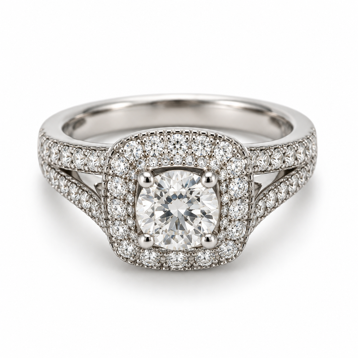 Estate 14K White Gold Diamond Ring, 1.00 CTW, Size 6