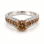 Estate 14K White and Rose Gold Chocolate Diamond Ring, 2.03 CTW, Size 7