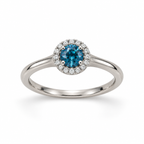 Estate 14K White Gold Blue Diamond Halo Ring, 0.60 CTW, Size 7