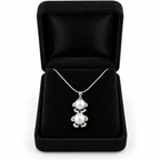 Two White Pearl Sterling Silver Pendant Necklace – 925 Silver, 16" Chain