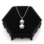 Two White Pearl Sterling Silver Pendant Necklace – 925 Silver, 16" Chain