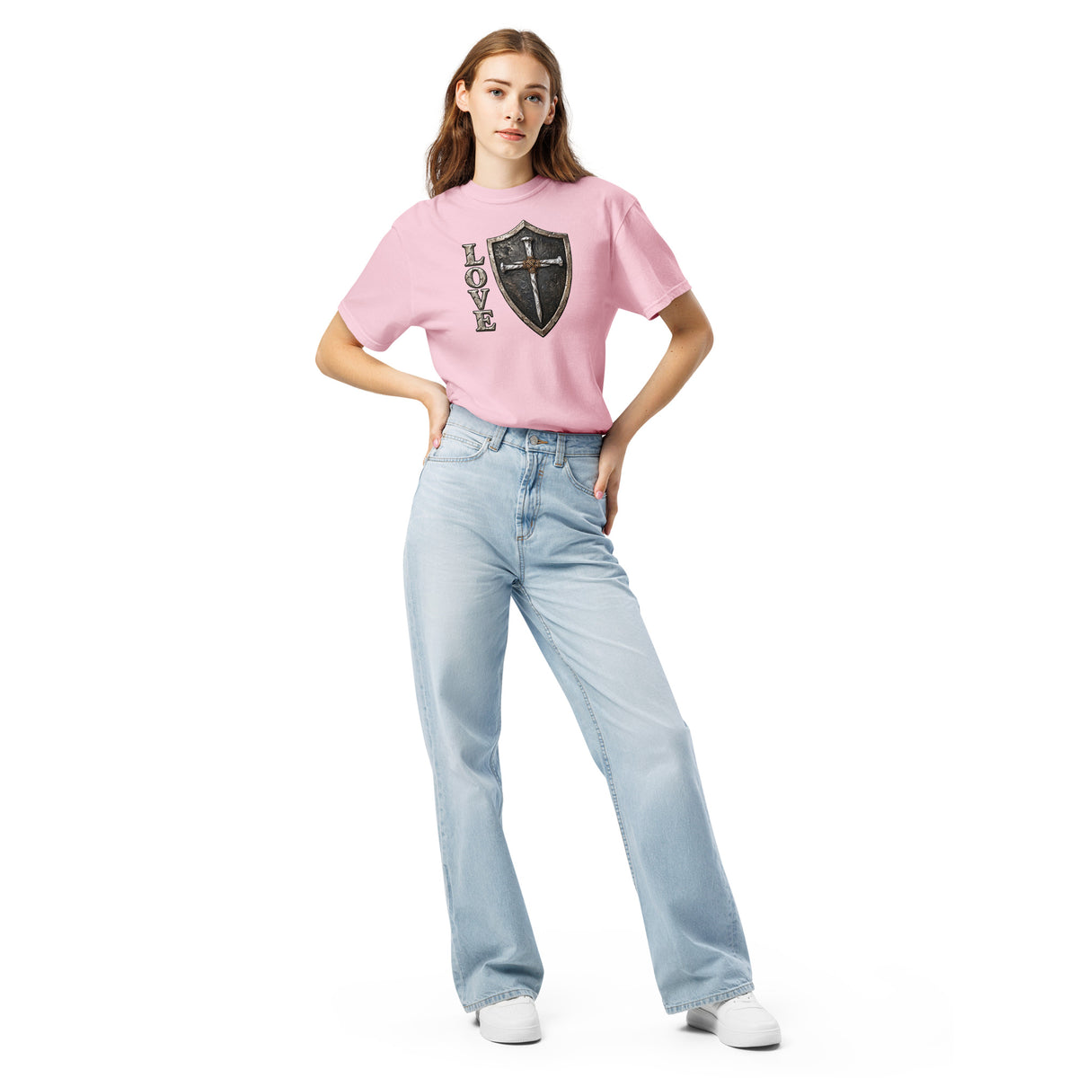LOVE Armor of Faith Cross & Shield Heavyweight T-Shirt